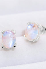 Natural Moonstone 4-Prong Stud Earrings - Shah S. Sahota