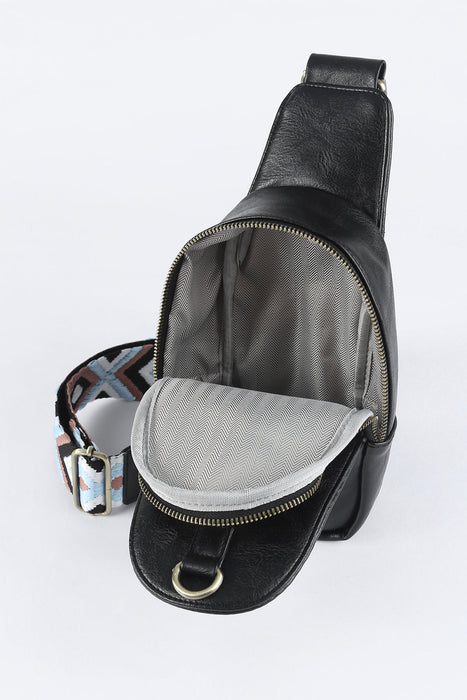 Faux Leather Zipped Crossbody Chest Bag - Shah S. Sahota