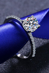 1 Carat Moissanite Rhodium-Plated Side Stone Ring - Shah S. Sahota