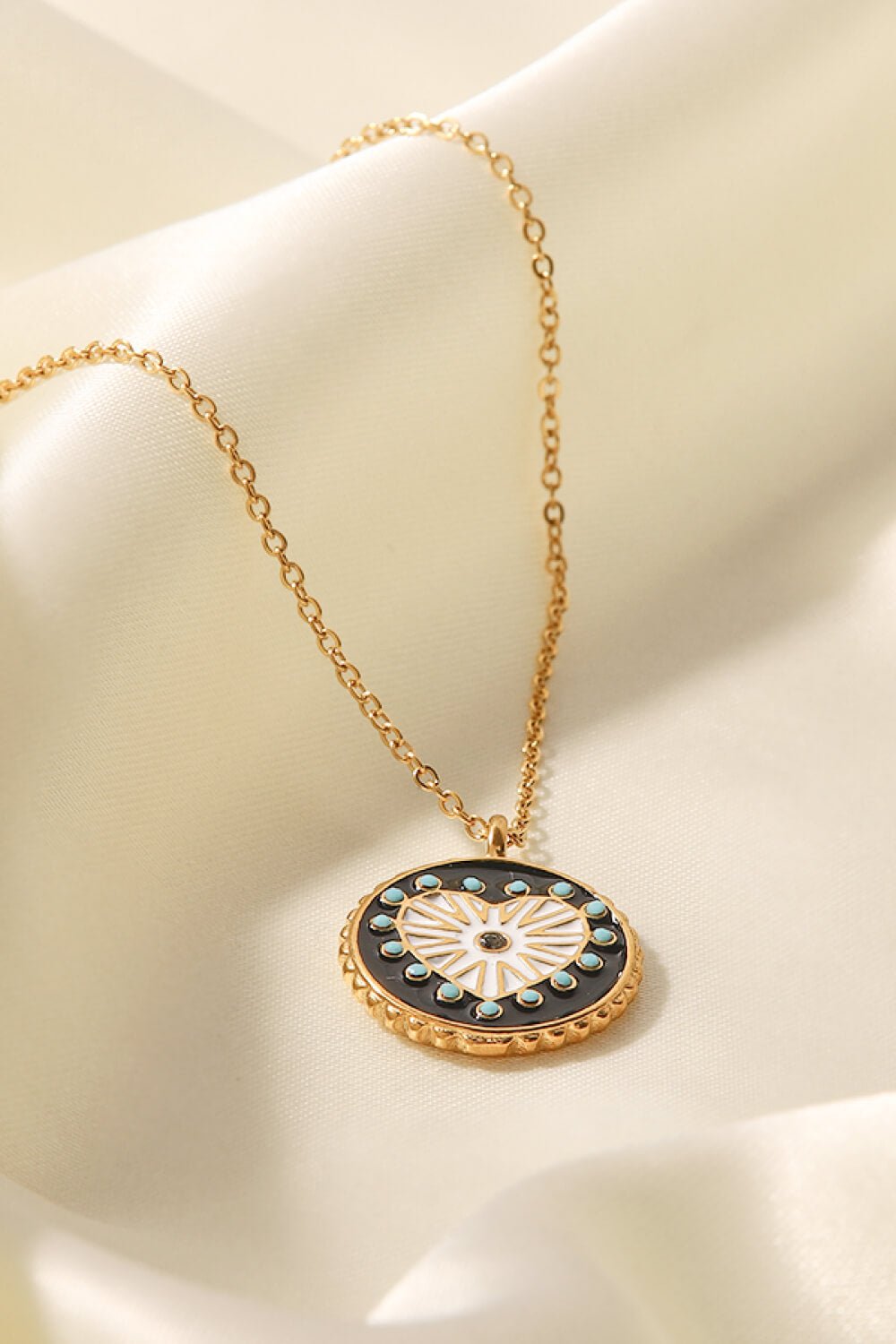 Heart Design Round Pendant Necklace - Shah S. Sahota