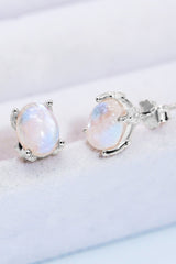 Natural Moonstone 4-Prong Stud Earrings - Shah S. Sahota