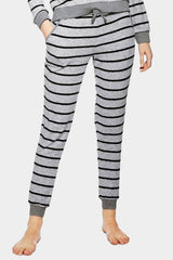 Gray Striped Long Sleeve Top And Drawstring Joggers Loungewear