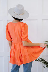 Davi & Dani One-Way Ticket Full Size Run Smocked Tiered Babydoll Blouse - Shah S. Sahota