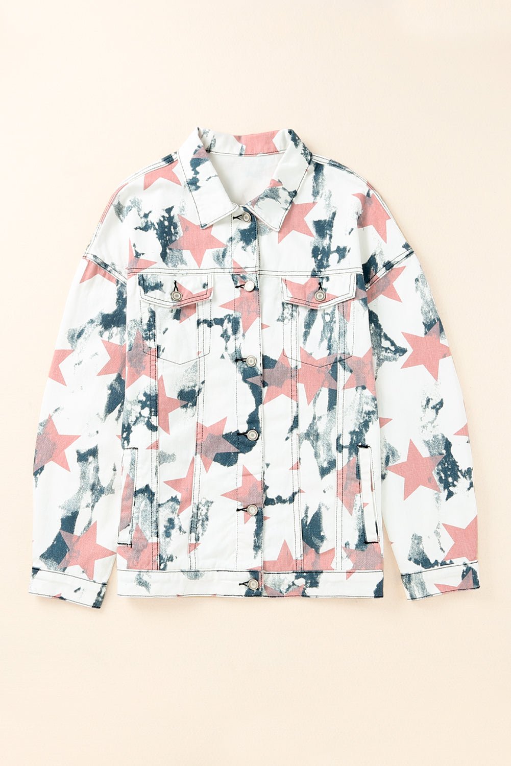 Star Tie-Dye Button Down Denim Jacket - Shah S. Sahota