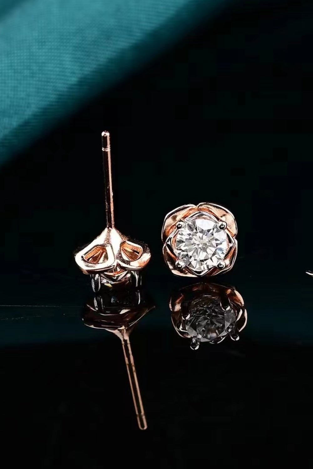 1 Carat Moissanite 18K Rose Gold-Plated Stud Earrings - Shah S. Sahota