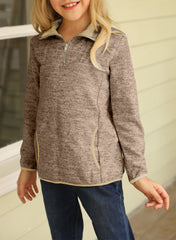 Kids Quarter-Zip Collar Sweatshirt with Kangaroo Pocket - Shah S. Sahota