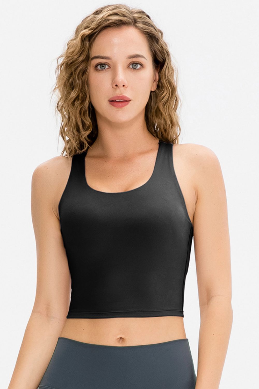 Contrast Strap Cropped Yoga Tank - Shah S. Sahota