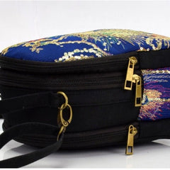 Women's Phoenix Embroidered Crossbody Bag, Triple Layer Large Capacity Shoulder Bag With Headphone Hole - Shah S. Sahota