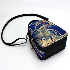 Women's Phoenix Embroidered Crossbody Bag, Triple Layer Large Capacity Shoulder Bag With Headphone Hole - Shah S. Sahota