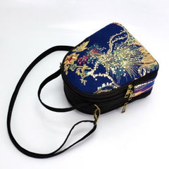 Women's Phoenix Embroidered Crossbody Bag, Triple Layer Large Capacity Shoulder Bag With Headphone Hole - Shah S. Sahota