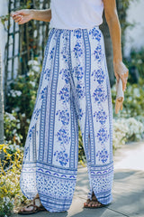 Bohemian Slit Drawstring Waist Palazzo Pants - Shah S. Sahota