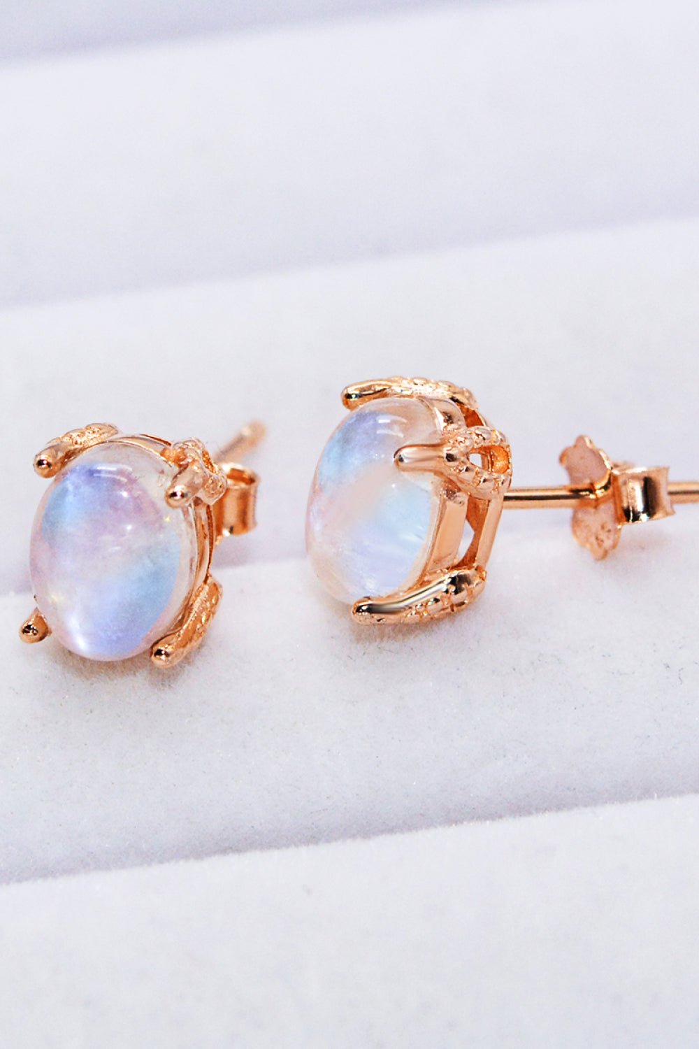 Natural Moonstone 4-Prong Stud Earrings - Shah S. Sahota