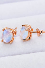 Natural Moonstone 4-Prong Stud Earrings - Shah S. Sahota