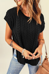 Cable-Knit Side Slit Sweater Vest - Shah S. Sahota