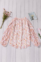 Floral V-Neck Curved Hem Blouse - Shah S. Sahota