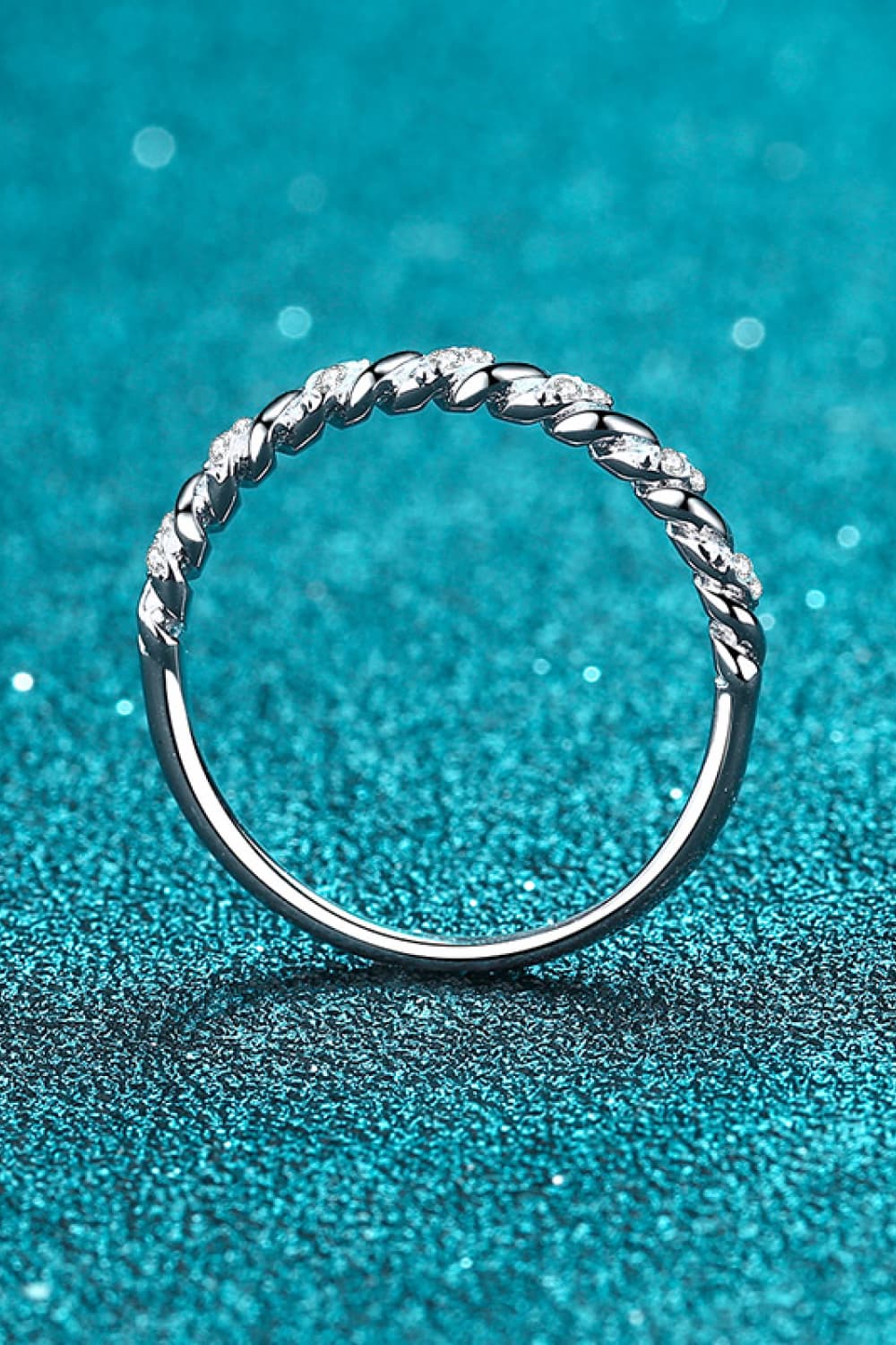 Moissanite Rhodium-Plated Half-Eternity Ring - Shah S. Sahota