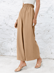 Frill Elastic Waist Wide Leg Pants Without Belt - Shah S. Sahota