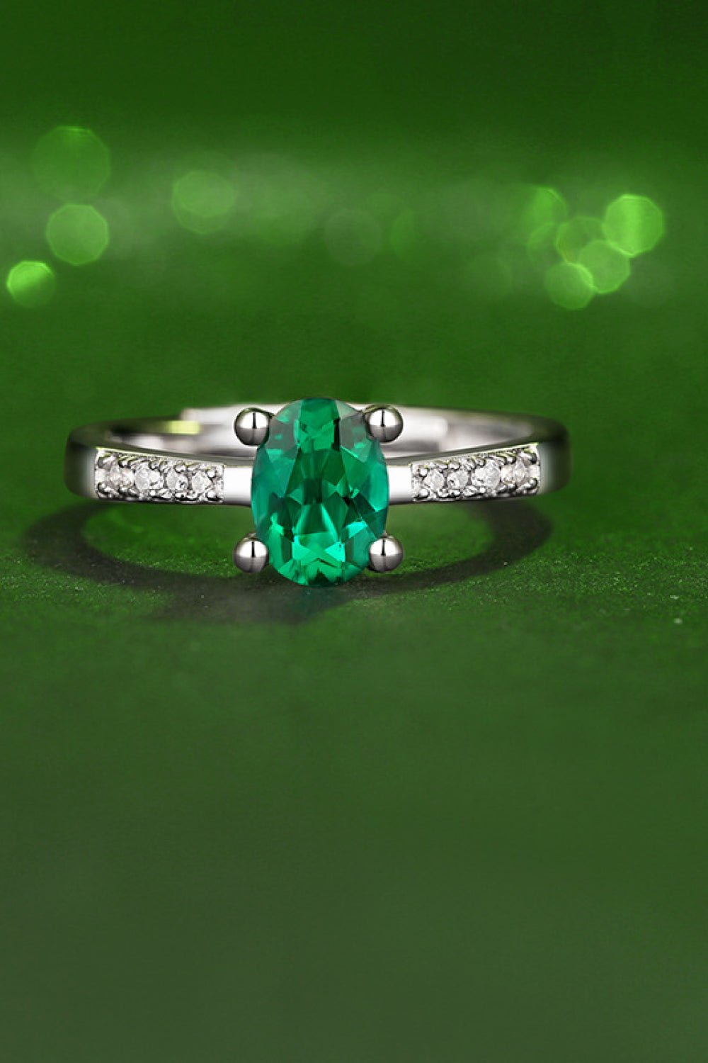 1 Carat Lab-Grown Emerald Side Stone Ring - Shah S. Sahota