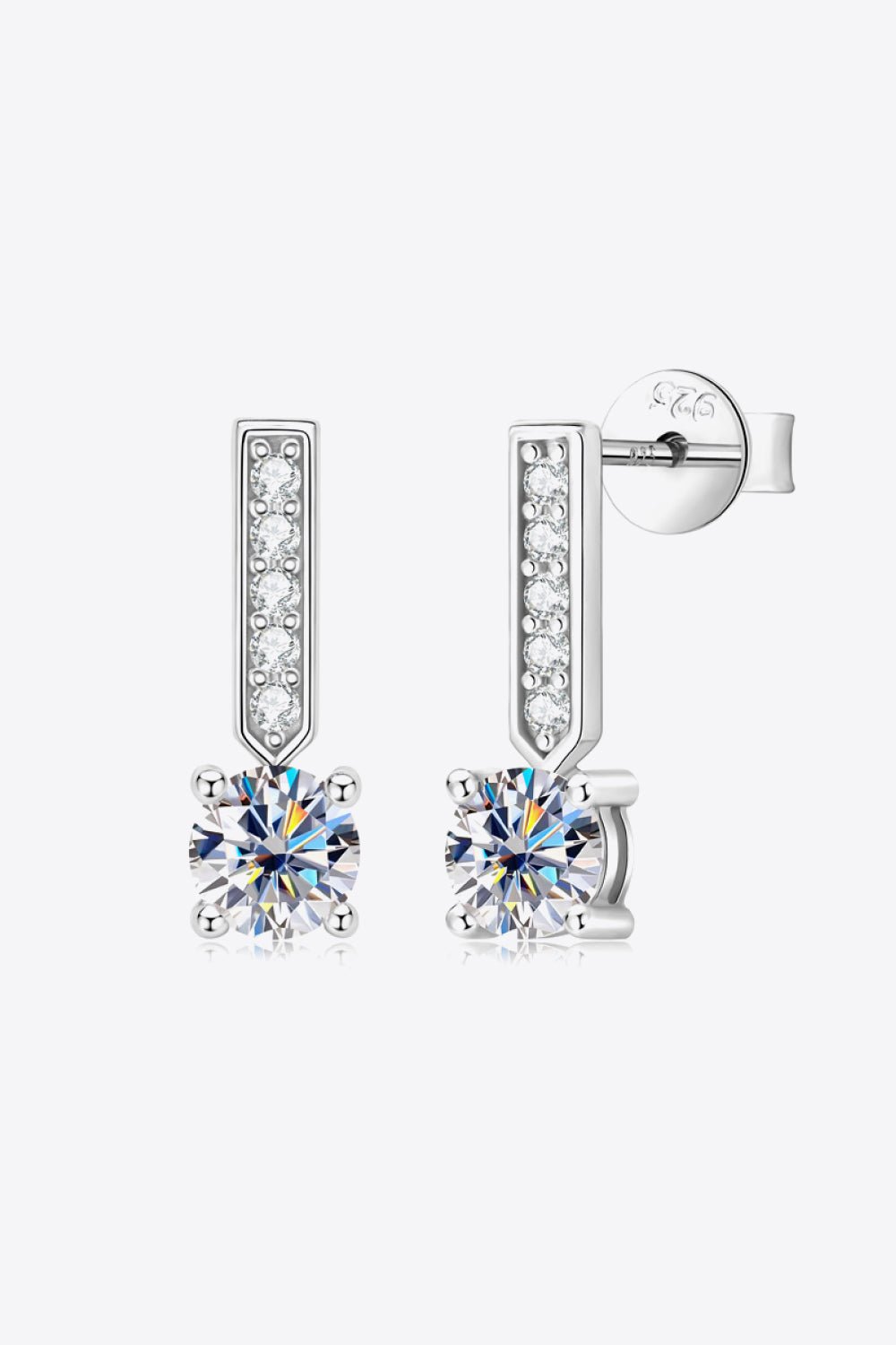 Moissanite and Zircon 925 Sterling Silver Drop Earrings - Shah S. Sahota
