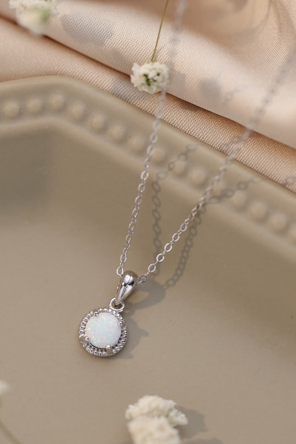 Opal Round Pendant Chain Necklace - Shah S. Sahota