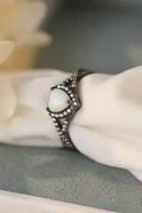 Opal Heart Black Gold-Plated Ring - Shah S. Sahota