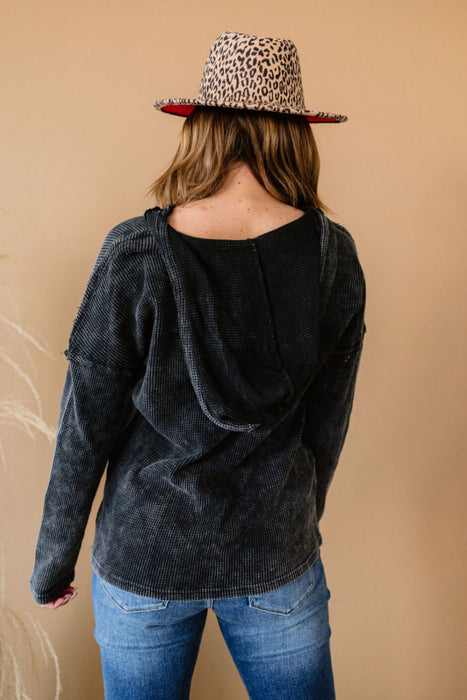 BiBi Take a Break Mineral Wash Waffle Knit Hoodie - Shah S. Sahota