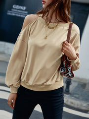 Cold-Shoulder Ribbed Trim Sweatshirt - Shah S. Sahota