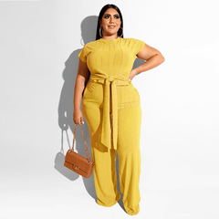 Women's Solid Color Belted Two Piece Set - Shah S. Sahota
