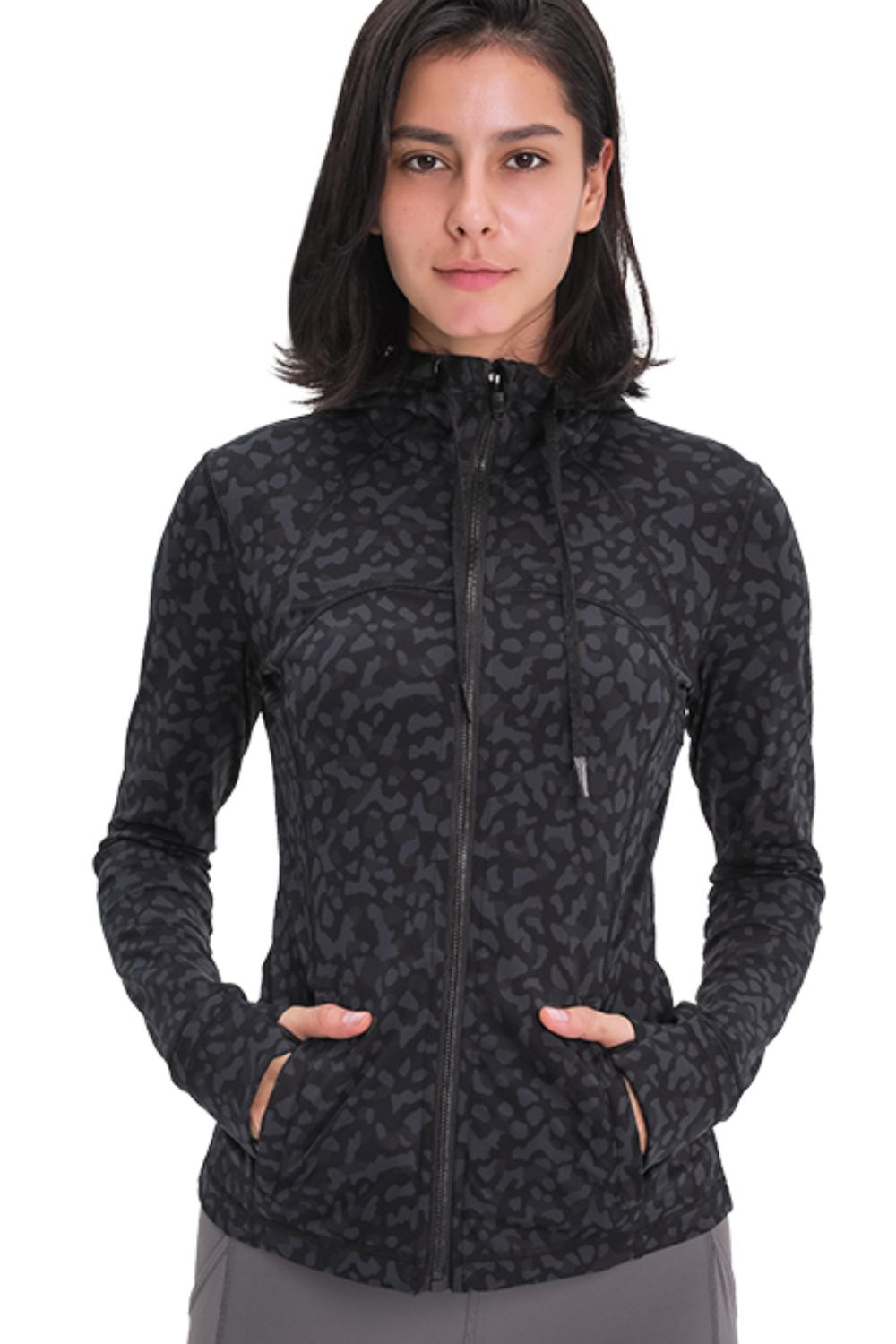 Drawstring Detail Zip Up Sports Jacket with Pockets - Shah S. Sahota