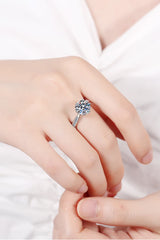 3 Carat Moissanite Rhodium-Plated Side Stone Ring - Shah S. Sahota