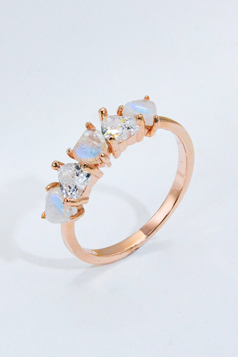 Moonstone and Zircon Heart Ring - Shah S. Sahota