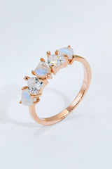 Moonstone and Zircon Heart Ring - Shah S. Sahota