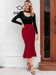 High Waist Pointelle Knit Skirt - Shah S. Sahota