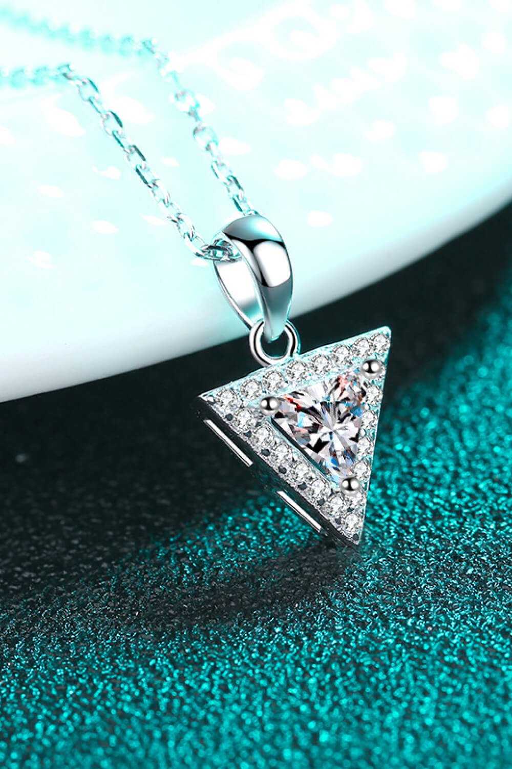 925 Sterling Silver Triangle Moissanite Pendant Necklace - Shah S. Sahota