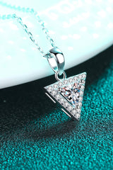925 Sterling Silver Triangle Moissanite Pendant Necklace - Shah S. Sahota