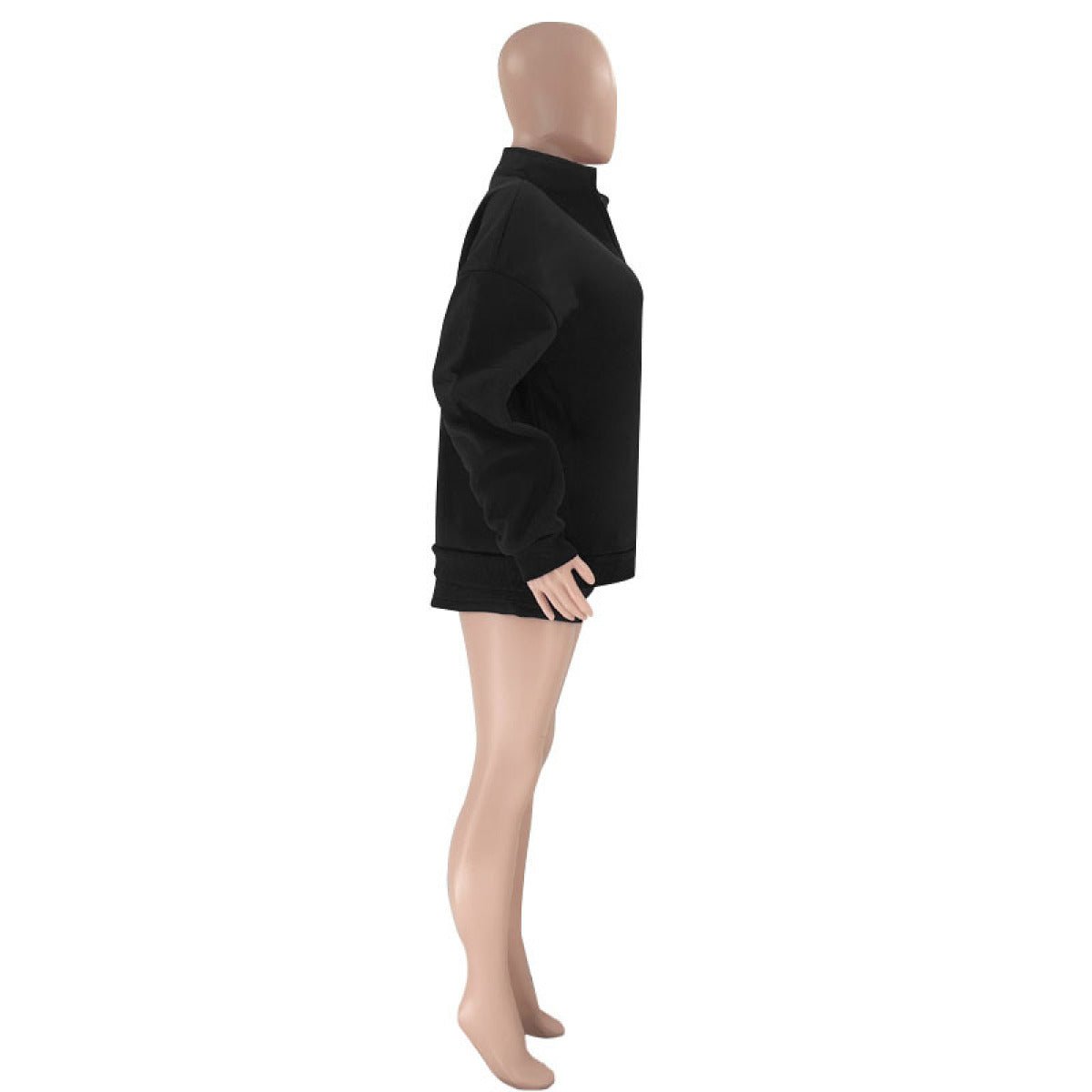 Stand-Up Collar Zipper Pullover Long-Sleeved Sweatshirts & Tie Shorts Lounge Sets - Shah S. Sahota