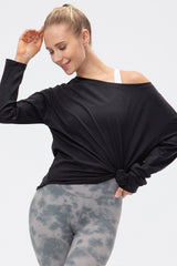 Exposed Seam Boat Neck Long Sleeve Yoga Tee - Shah S. Sahota