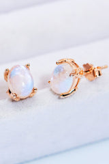 Natural Moonstone 4-Prong Stud Earrings - Shah S. Sahota