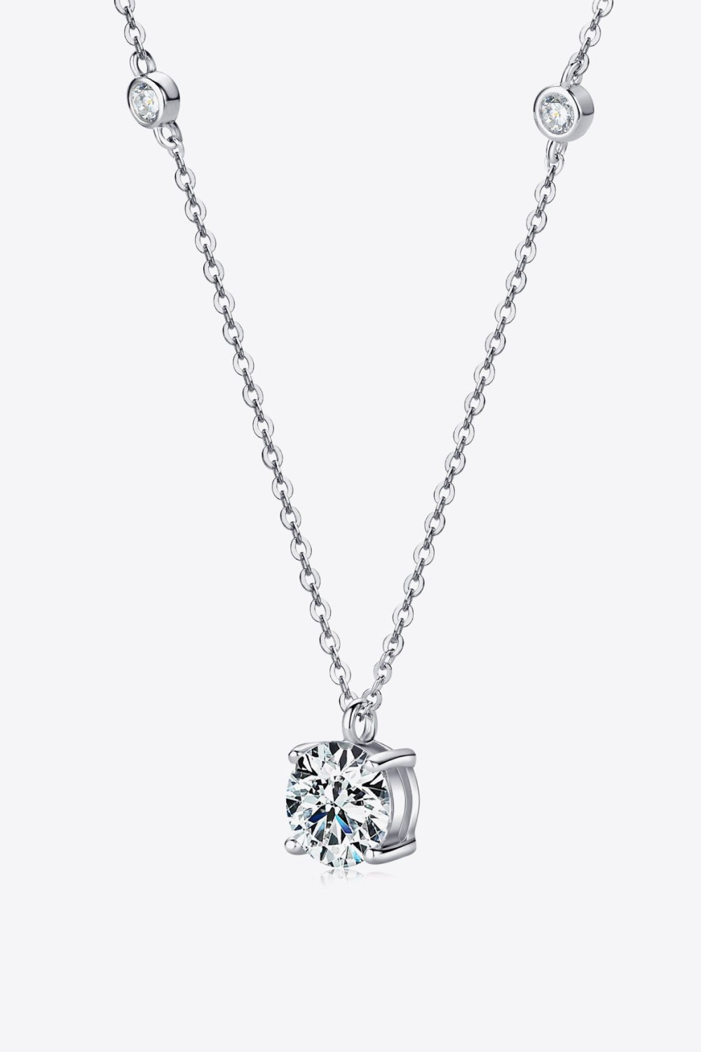 2 Carat Moissanite 4-Prong 925 Sterling Silver Necklace - Shah S. Sahota