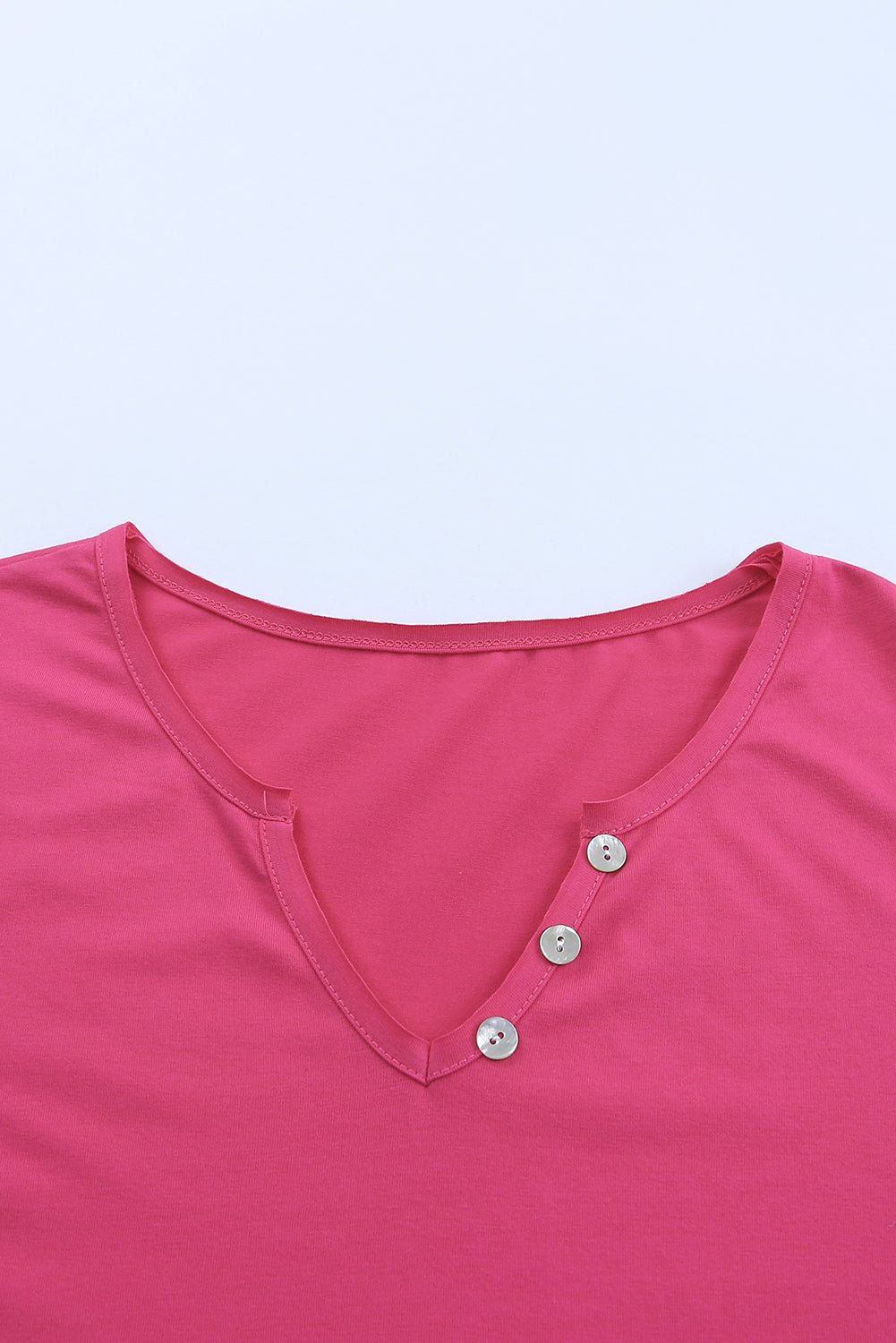 Decorative Button Notched Long Sleeve Top - Shah S. Sahota
