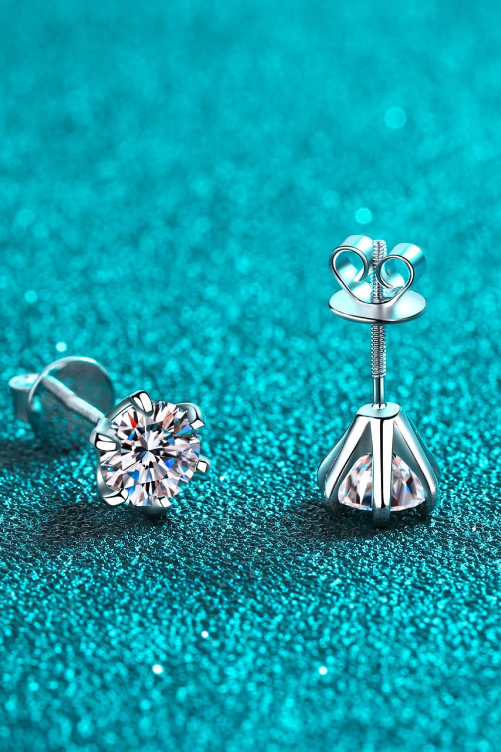 1 Carat Moissanite Rhodium-Plated Stud Earrings - Shah S. Sahota
