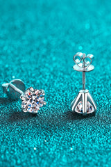 1 Carat Moissanite Rhodium-Plated Stud Earrings - Shah S. Sahota