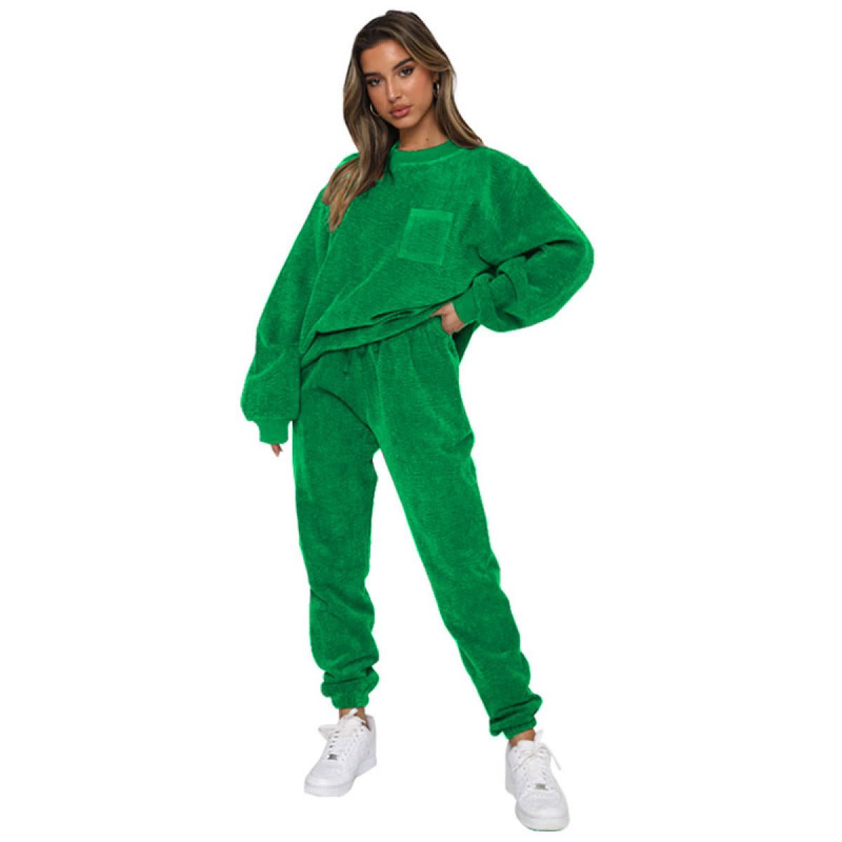 Corduroy Crew Neck Pullover Long Sleeve Sweatshirts & TiePants Two-Piece Sets - Shah S. Sahota