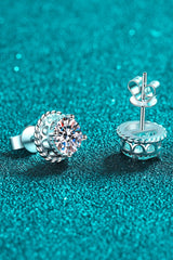 1 Carat Moissanite Rhodium-Plated Round Stud Earrings - Shah S. Sahota