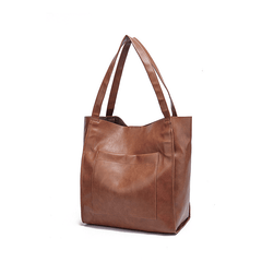 Retro Large Capacity Waxy Leather Tote Bag - Shah S. Sahota