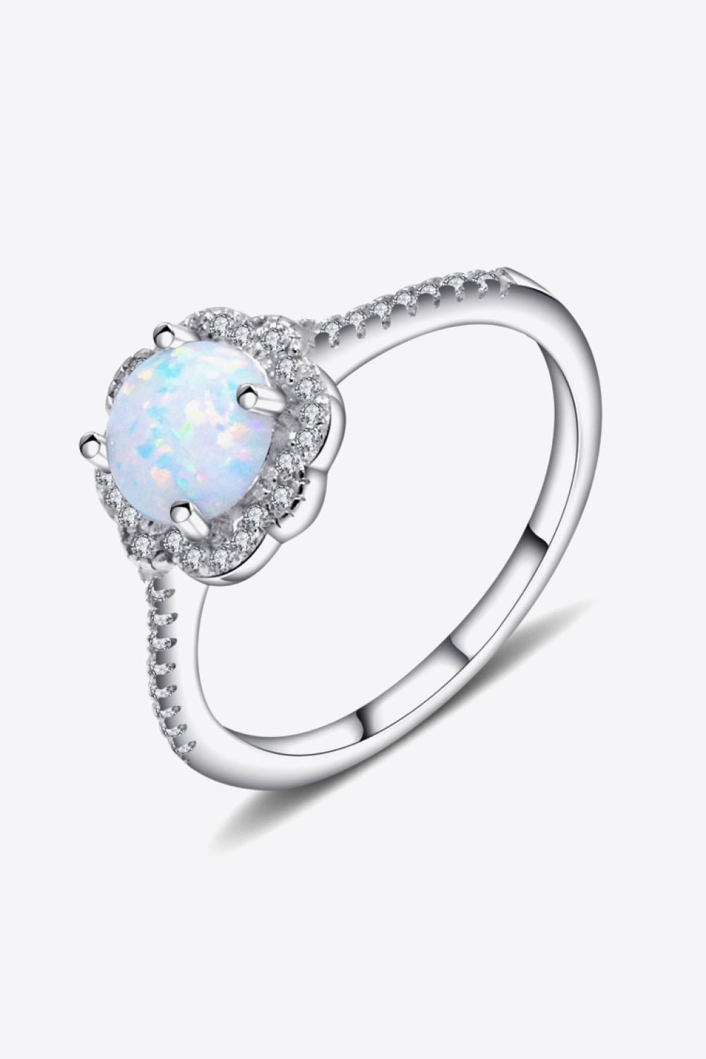 Platinum-Plated 4-Prong Opal Ring - Shah S. Sahota