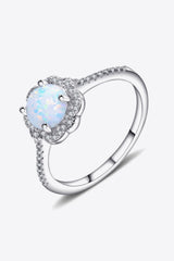 Platinum-Plated 4-Prong Opal Ring - Shah S. Sahota