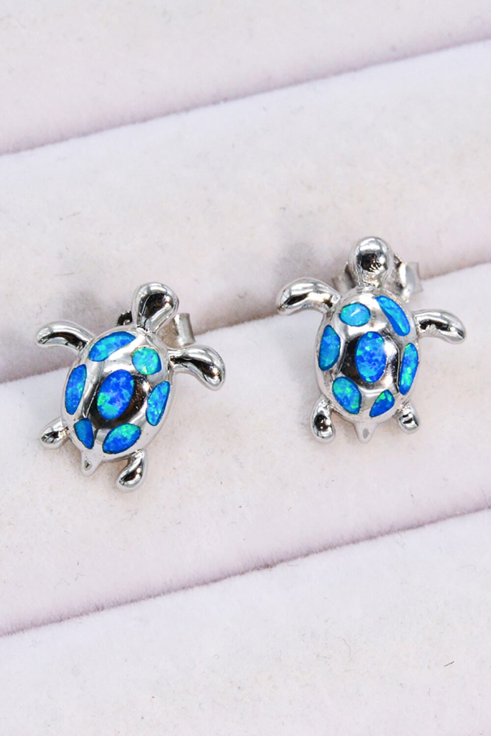Opal Turtle Platinum-Plated Stud Earrings - Shah S. Sahota
