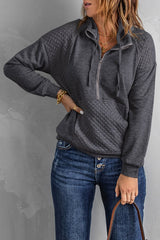 Quilted Half-Zip Sweatshirt with Pocket - Shah S. Sahota