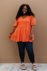 Davi & Dani One-Way Ticket Full Size Run Smocked Tiered Babydoll Blouse - Shah S. Sahota